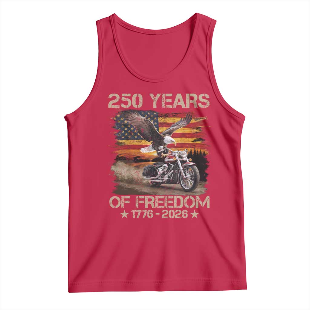 250 Years Of Freedom Patriotic Biker US Flag Motorcycle Lover Tank Top