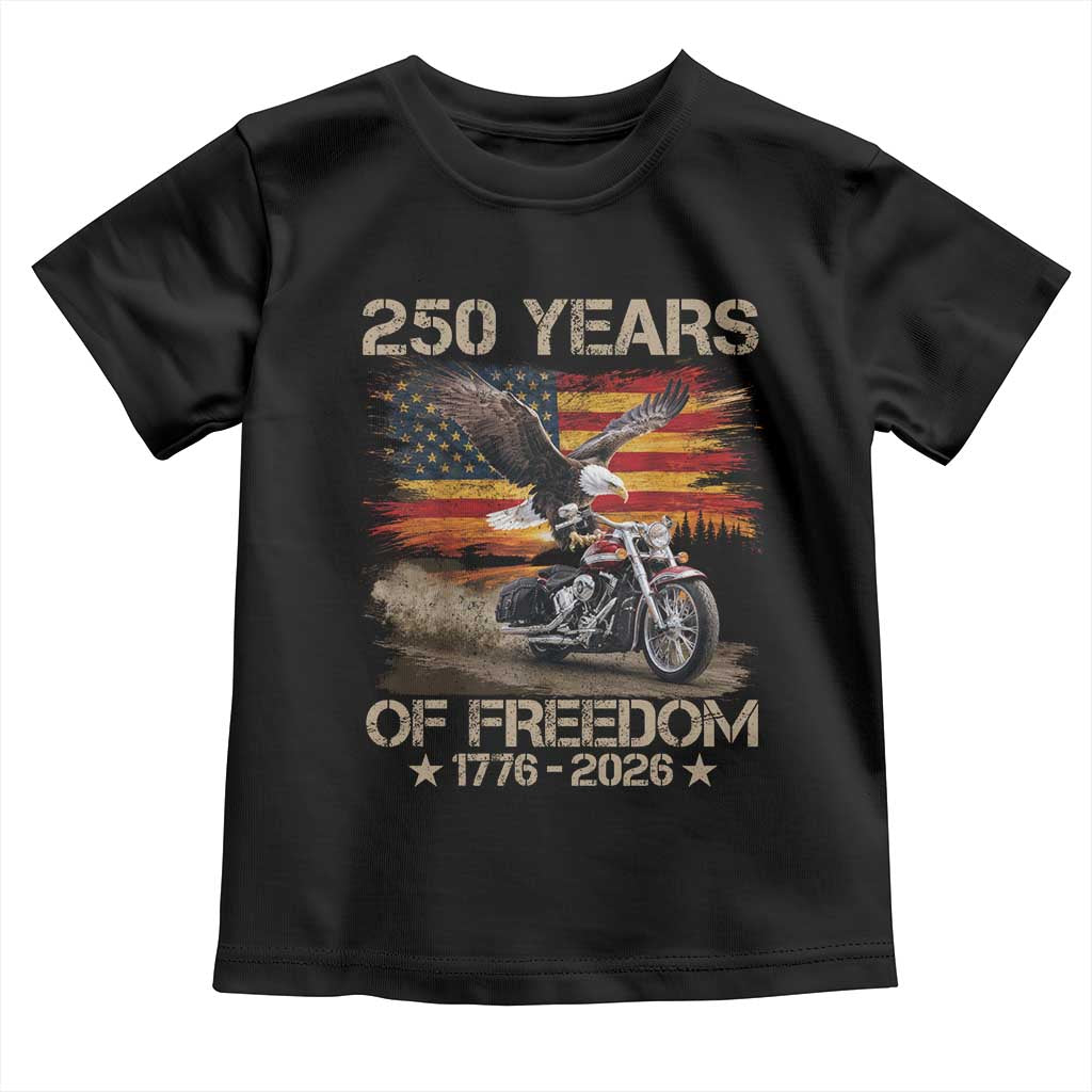 250 Years Of Freedom Patriotic Biker US Flag Motorcycle Lover Toddler T Shirt