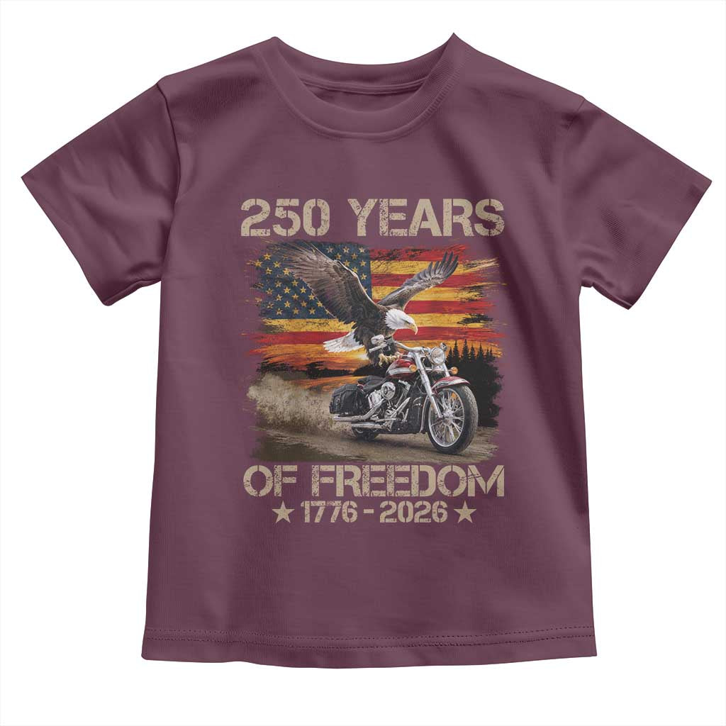 250 Years Of Freedom Patriotic Biker US Flag Motorcycle Lover Toddler T Shirt
