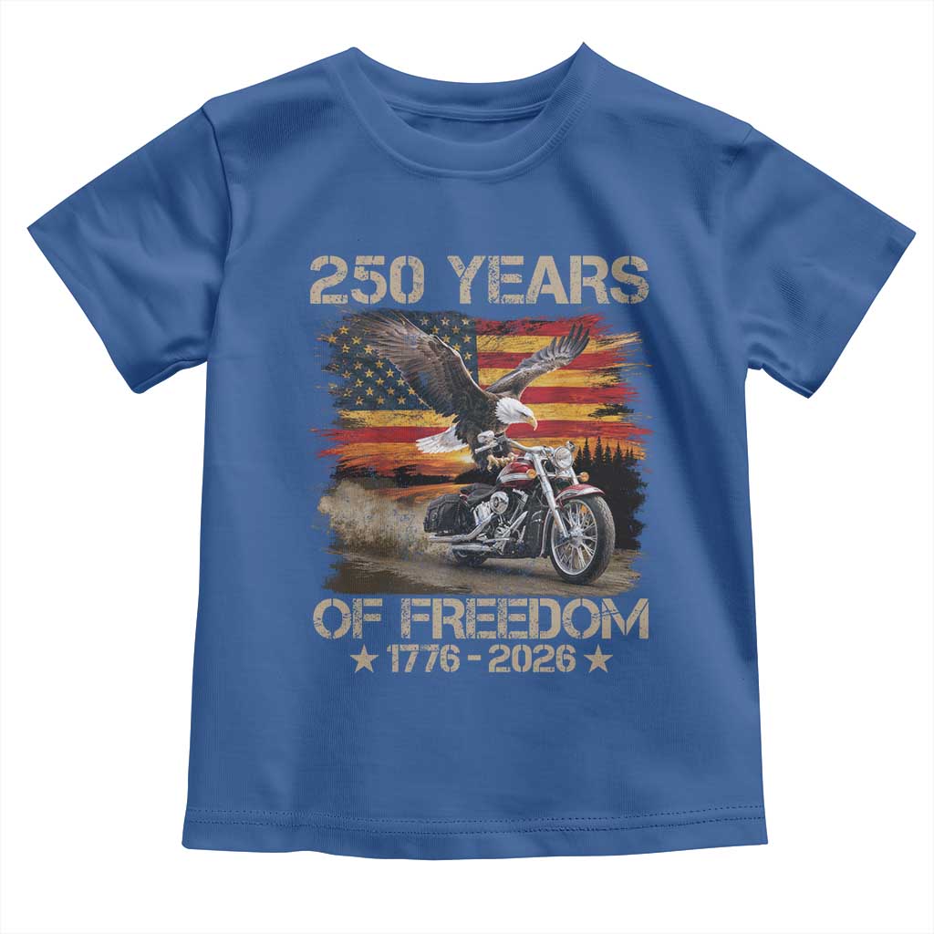 250 Years Of Freedom Patriotic Biker US Flag Motorcycle Lover Toddler T Shirt