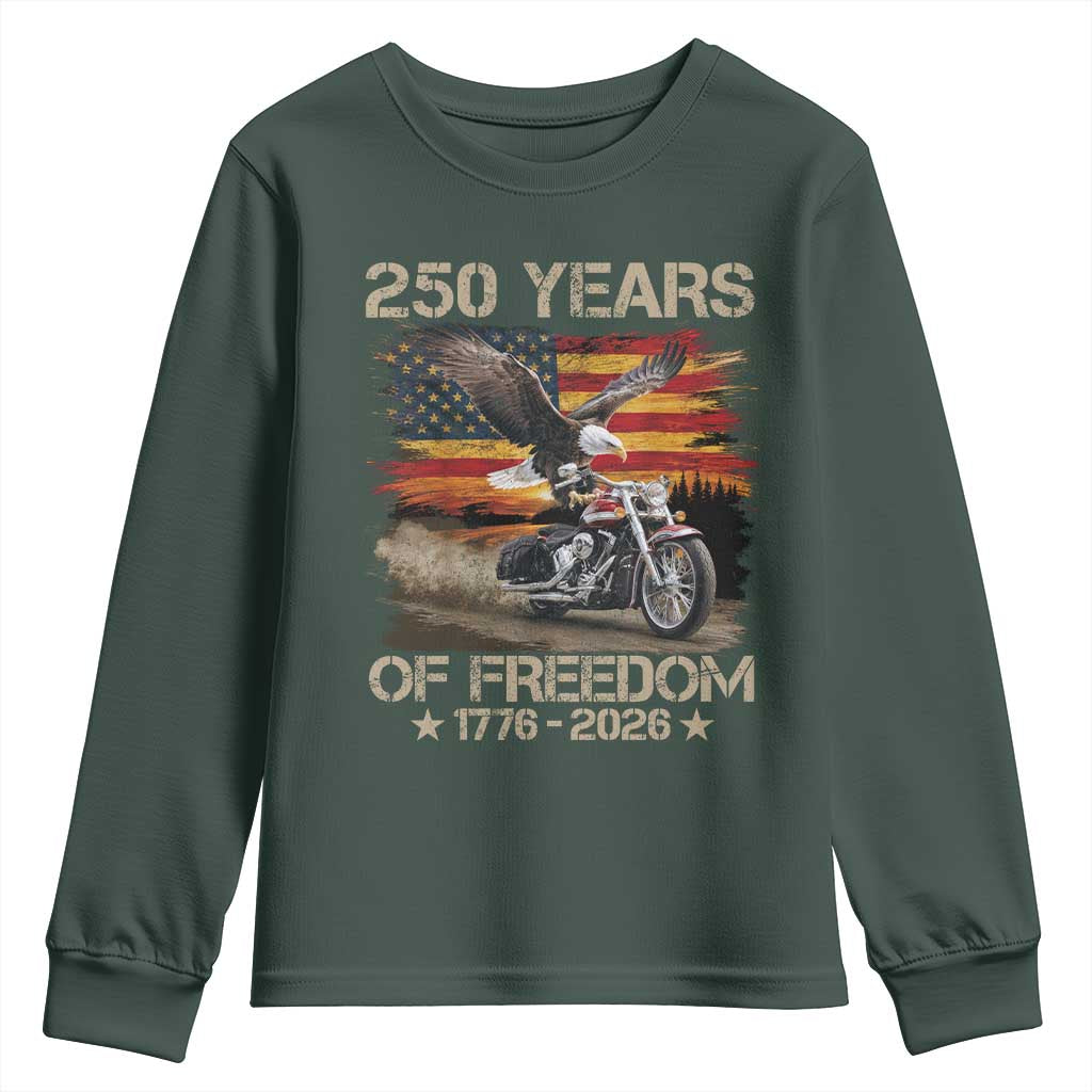 250 Years Of Freedom Patriotic Biker US Flag Motorcycle Lover Youth Sweatshirt