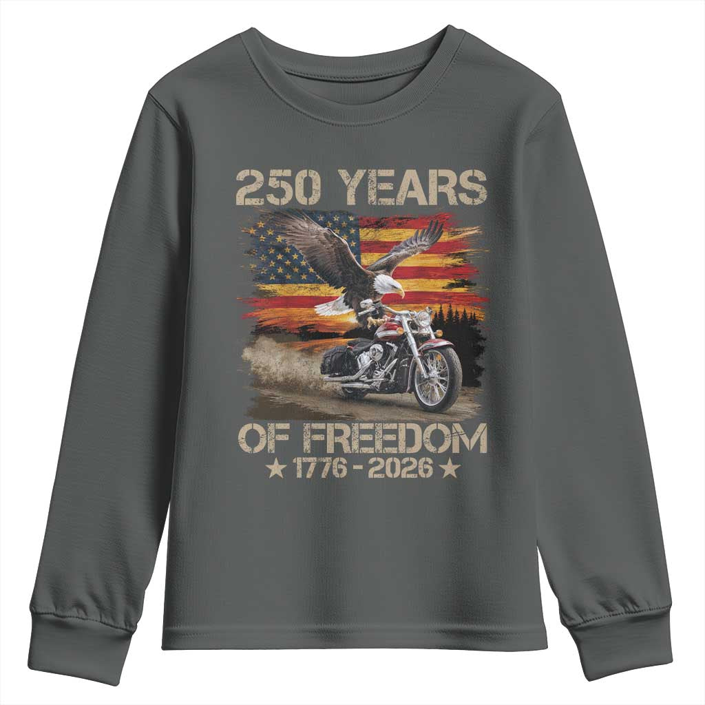 250 Years Of Freedom Patriotic Biker US Flag Motorcycle Lover Youth Sweatshirt