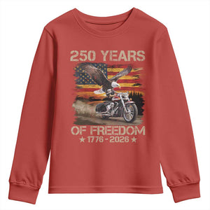 250 Years Of Freedom Patriotic Biker US Flag Motorcycle Lover Youth Sweatshirt