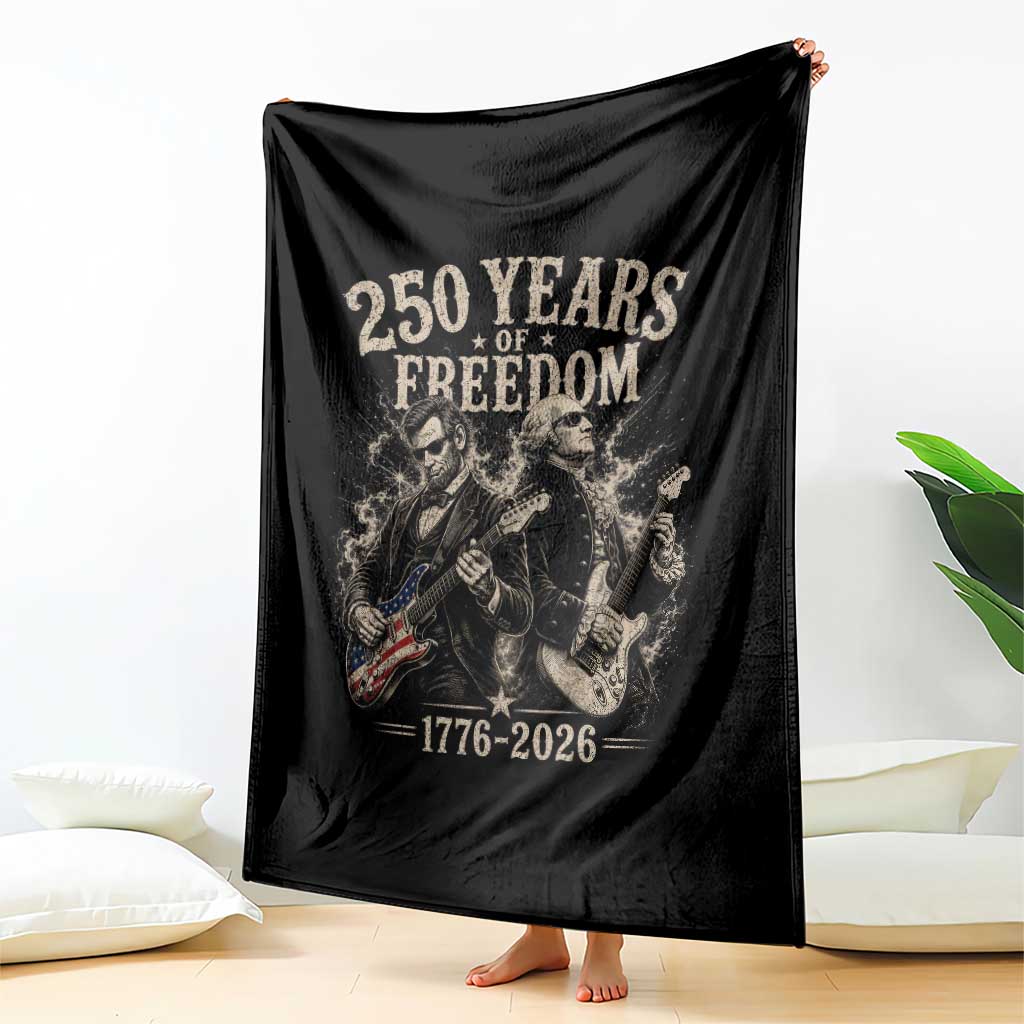 George Washington Lincoln Playing Guitar USA 250th Anniversary Throw Blanket 250 Years Of Freedom 1776 2026 TS11 Print Your Wear