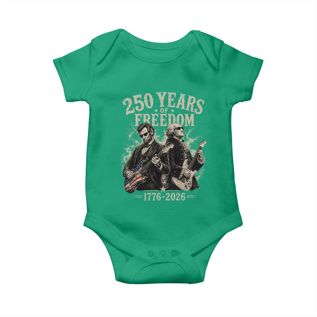 George Washington Lincoln Playing Guitar USA 250th Anniversary Baby Onesie 250 Years Of Freedom 1776 2026 TS11 Irish Green Print Your Wear