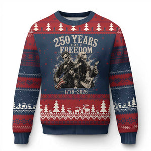 George Washington Lincoln Playing Guitar USA 250th Anniversary Ugly Christmas Sweater 250 Years Of Freedom 1776 2026 TS11 Navy Red Print Your Wear