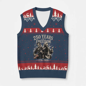 George Washington Lincoln Playing Guitar USA 250th Anniversary V-Neck Knit Sweater Vest 250 Years Of Freedom 1776 2026 TS11 Navy Red Print Your Wear