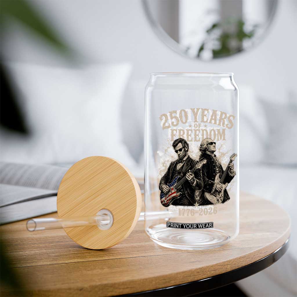 George Washington Lincoln Playing Guitar USA 250th Anniversary Glass Can 250 Years Of Freedom 1776 2026 TS11 Print Your Wear