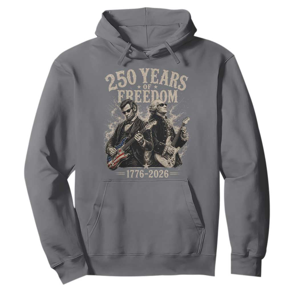 George Washington Lincoln Playing Guitar USA 250th Anniversary Hoodie 250 Years Of Freedom 1776 2026 TS11 Charcoal Print Your Wear