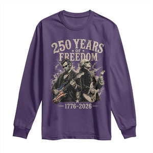 George Washington Lincoln Playing Guitar USA 250th Anniversary Long Sleeve Shirt 250 Years Of Freedom 1776 2026 TS11 Purple Print Your Wear