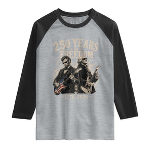 George Washington Lincoln Playing Guitar USA 250th Anniversary Raglan Shirt 250 Years Of Freedom 1776 2026 TS11 Heather Gray Black Print Your Wear