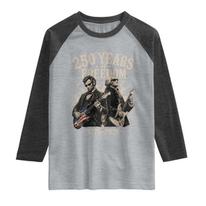 George Washington Lincoln Playing Guitar USA 250th Anniversary Raglan Shirt 250 Years Of Freedom 1776 2026 TS11 Heather Gray Heather Charcoal Print Your Wear
