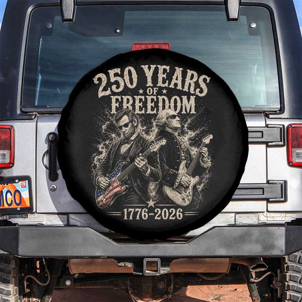 George Washington Lincoln Playing Guitar USA 250th Anniversary Spare Tire Cover 250 Years Of Freedom 1776 2026 TS11 No hole Black Print Your Wear