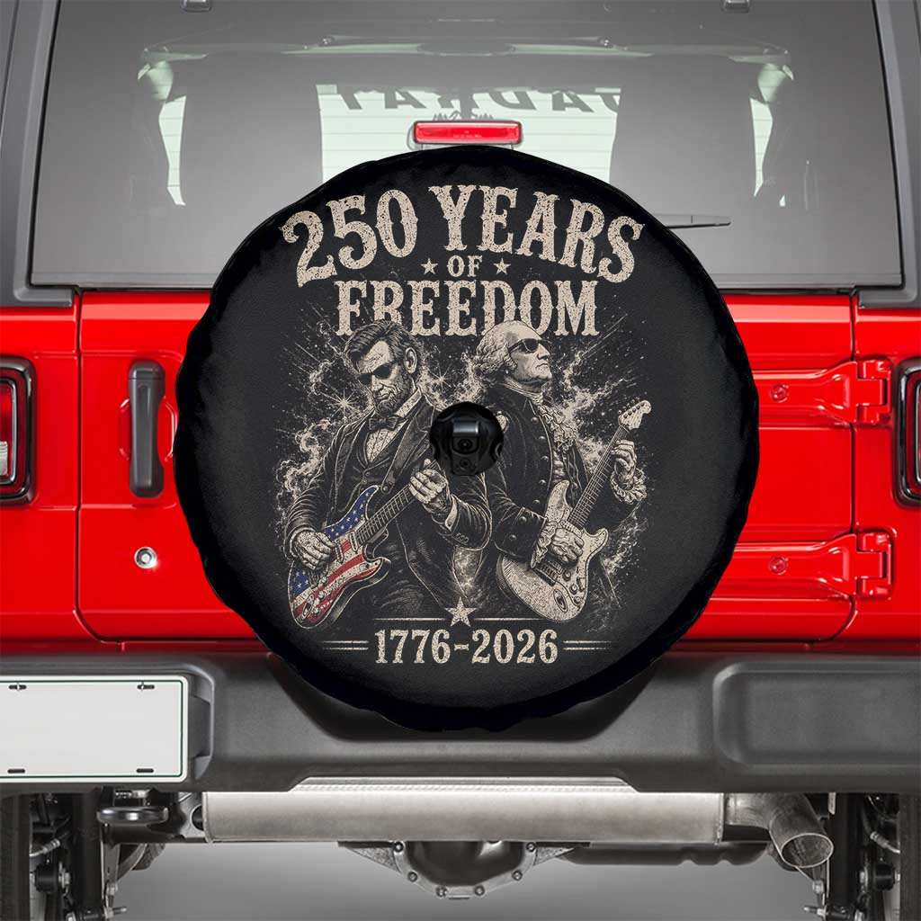 George Washington Lincoln Playing Guitar USA 250th Anniversary Spare Tire Cover 250 Years Of Freedom 1776 2026 TS11 Black Print Your Wear
