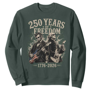 George Washington Lincoln Playing Guitar USA 250th Anniversary Sweatshirt 250 Years Of Freedom 1776 2026 TS11 Dark Forest Green Print Your Wear