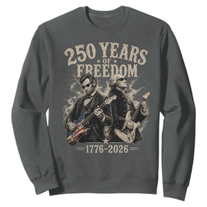 George Washington Lincoln Playing Guitar USA 250th Anniversary Sweatshirt 250 Years Of Freedom 1776 2026 TS11 Dark Heather Print Your Wear