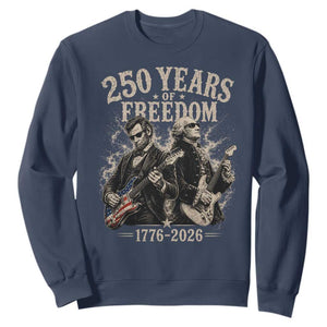 George Washington Lincoln Playing Guitar USA 250th Anniversary Sweatshirt 250 Years Of Freedom 1776 2026 TS11 Navy Print Your Wear