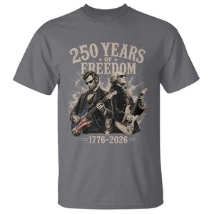 George Washington Lincoln Playing Guitar USA 250th Anniversary T Shirt 250 Years Of Freedom 1776 2026 TS11 Charcoal Print Your Wear
