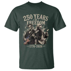 George Washington Lincoln Playing Guitar USA 250th Anniversary T Shirt 250 Years Of Freedom 1776 2026 TS11 Dark Forest Green Print Your Wear