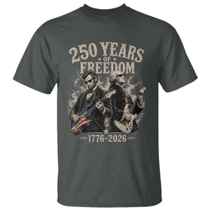George Washington Lincoln Playing Guitar USA 250th Anniversary T Shirt 250 Years Of Freedom 1776 2026 TS11 Dark Heather Print Your Wear