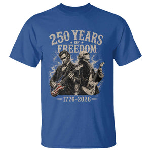 George Washington Lincoln Playing Guitar USA 250th Anniversary T Shirt 250 Years Of Freedom 1776 2026 TS11 Royal Blue Print Your Wear