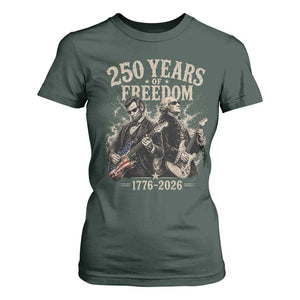 George Washington Lincoln Playing Guitar USA 250th Anniversary T Shirt For Women 250 Years Of Freedom 1776 2026 TS11 Dark Forest Green Print Your Wear