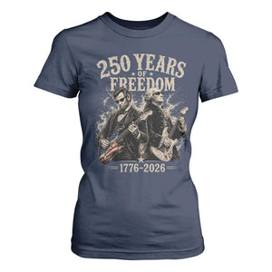 George Washington Lincoln Playing Guitar USA 250th Anniversary T Shirt For Women 250 Years Of Freedom 1776 2026 TS11 Navy Print Your Wear