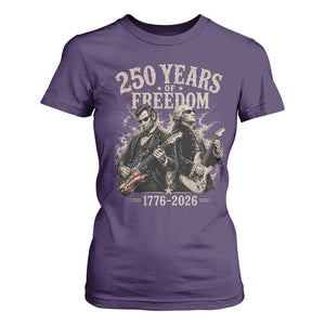 George Washington Lincoln Playing Guitar USA 250th Anniversary T Shirt For Women 250 Years Of Freedom 1776 2026 TS11 Purple Print Your Wear