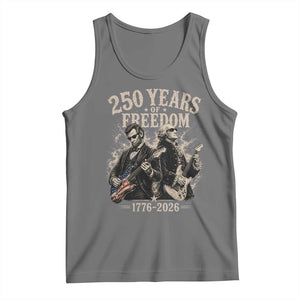 George Washington Lincoln Playing Guitar USA 250th Anniversary Tank Top 250 Years Of Freedom 1776 2026 TS11 Black Heather Print Your Wear