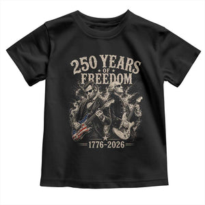 George Washington Lincoln Playing Guitar USA 250th Anniversary Toddler T Shirt 250 Years Of Freedom 1776 2026 TS11 Black Print Your Wear