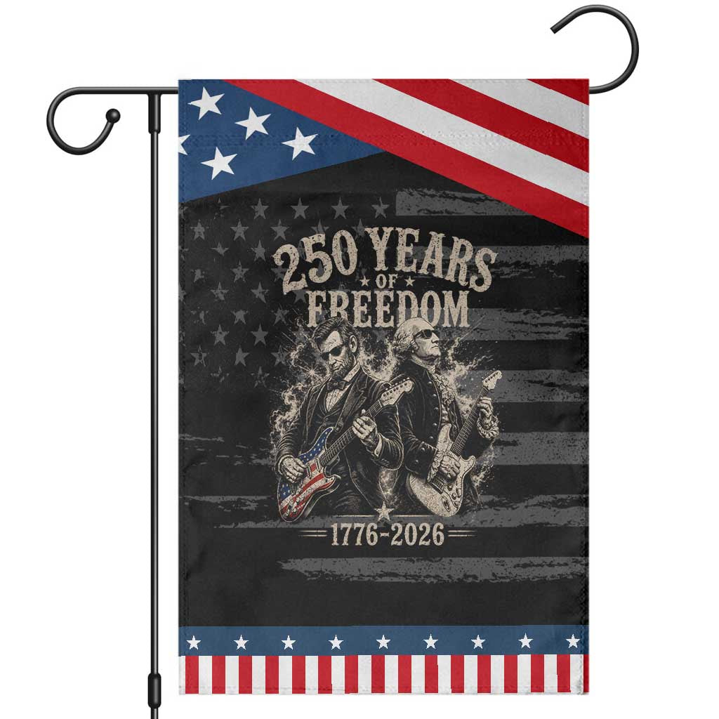 George Washington Lincoln Playing Guitar USA 250th Anniversary Patriotic Garden Flag 250 Years Of Freedom 1776 2026 TS11 Distressed Black Blue Print Your Wear