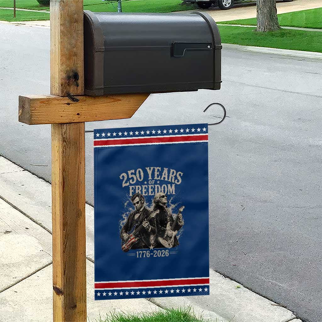 George Washington Lincoln Playing Guitar USA 250th Anniversary Patriotic Garden Flag 250 Years Of Freedom 1776 2026 TS11 Classic Blue Red Print Your Wear