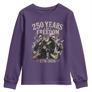 George Washington Lincoln Playing Guitar USA 250th Anniversary Youth Sweatshirt 250 Years Of Freedom 1776 2026 TS11 Purple Print Your Wear