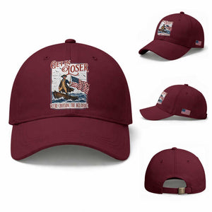 Get In Loser We're Crossing The Delaware Baseball Cap Funny George Washington US 250th 4th Of July TS11 Baseball Cap Universal Fit Maroon Print Your Wear