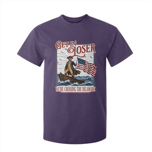 Get In Loser We're Crossing The Delaware T Shirt For Kid Funny George Washington US 250th 4th Of July TS11 Purple Print Your Wear