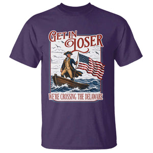 Get In Loser We're Crossing The Delaware T Shirt Funny George Washington US 250th 4th Of July TS11 Purple Print Your Wear