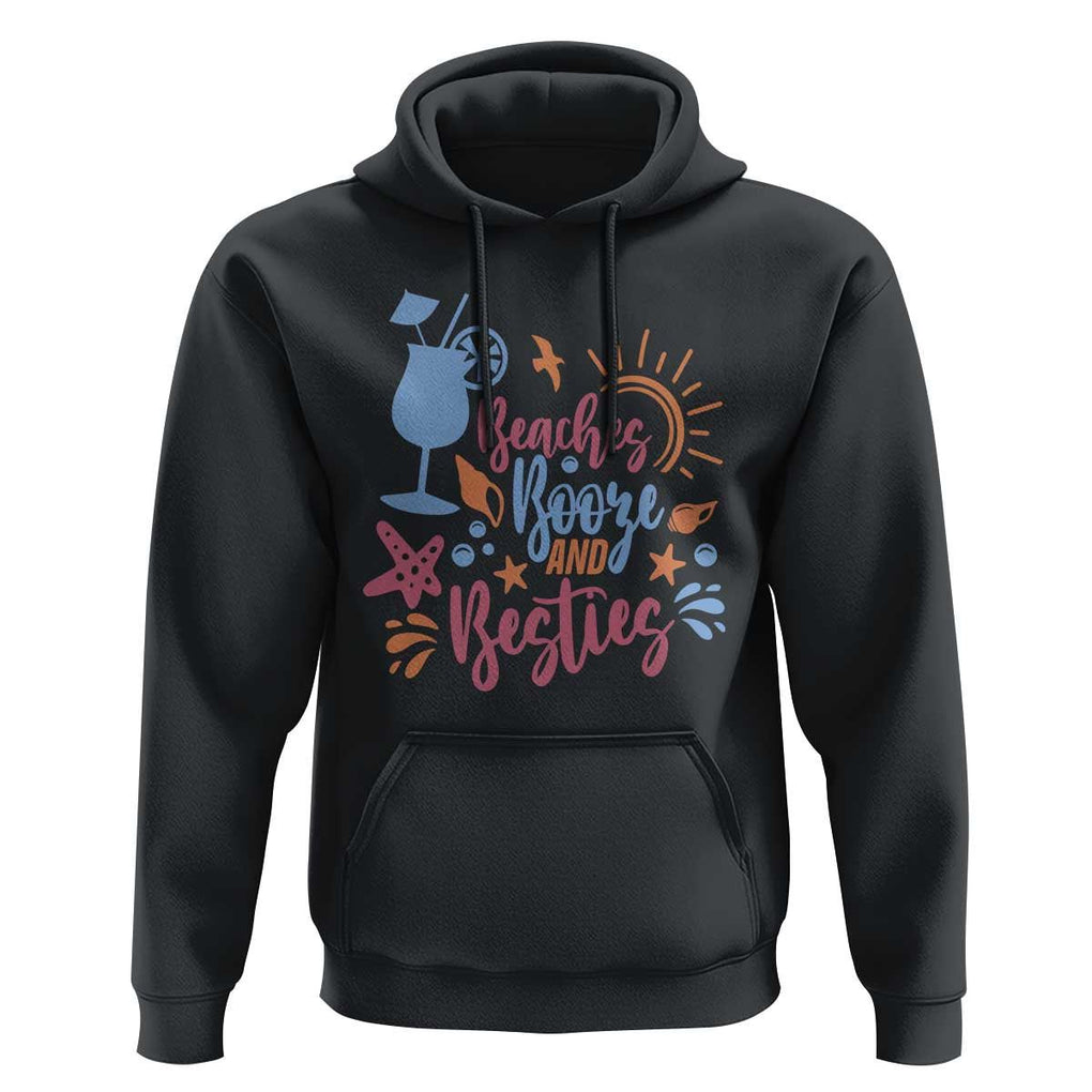 Funny Girls Trip Hoodie Beaches Booze And Besties Seashell Cocktail TS11 Black Print Your Wear