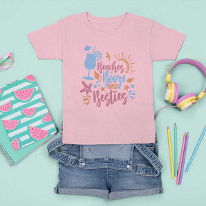 Funny Girls Trip T Shirt For Kid Beaches Booze And Besties Seashell Cocktail TS11 Light Pink Print Your Wear