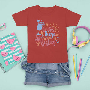 Funny Girls Trip T Shirt For Kid Beaches Booze And Besties Seashell Cocktail TS11 Red Print Your Wear