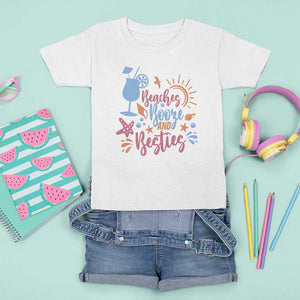 Funny Girls Trip T Shirt For Kid Beaches Booze And Besties Seashell Cocktail TS11 White Print Your Wear