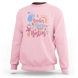 Funny Girls Trip Sweatshirt Beaches Booze And Besties Seashell Cocktail TS11 Light Pink Print Your Wear