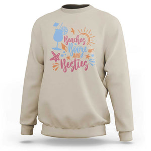 Funny Girls Trip Sweatshirt Beaches Booze And Besties Seashell Cocktail TS11 Sand Print Your Wear