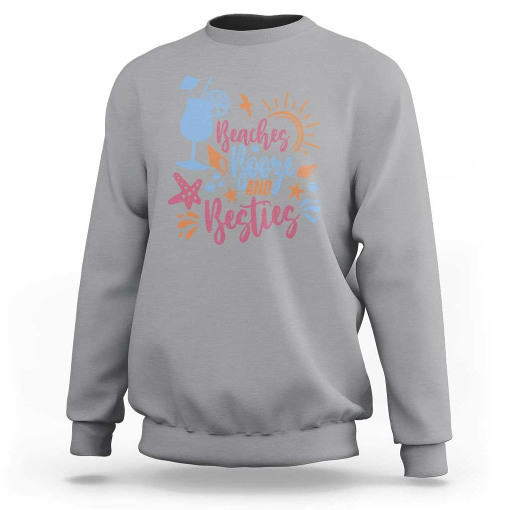Funny Girls Trip Sweatshirt Beaches Booze And Besties Seashell Cocktail TS11 Sport Gray Print Your Wear