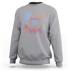 Funny Girls Trip Sweatshirt Beaches Booze And Besties Seashell Cocktail TS11 Sport Gray Print Your Wear
