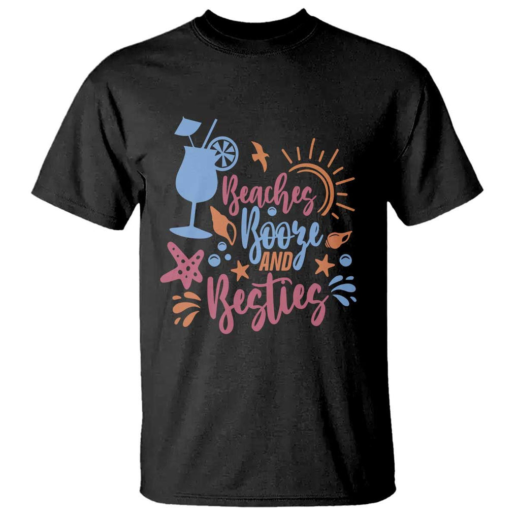 Funny Girls Trip T Shirt Beaches Booze And Besties Seashell Cocktail TS11 Black Print Your Wear
