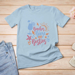 Funny Girls Trip T Shirt For Women Beaches Booze And Besties Seashell Cocktail TS11 Light Blue Print Your Wear