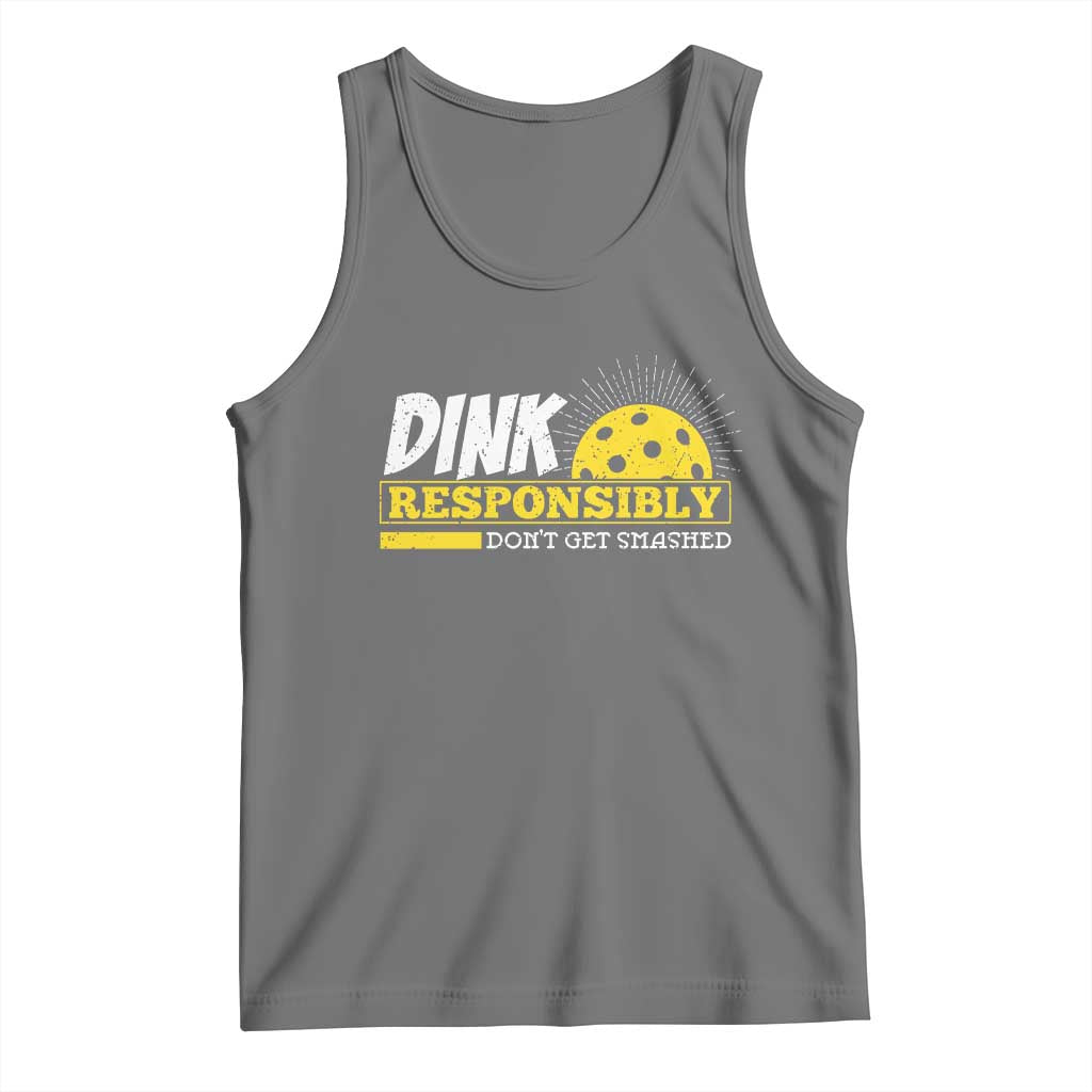 Funny Pickleball Tank Top Dink Responsibly Don't Get Smashed Pickle Ball Player TS11 Black Heather Print Your Wear