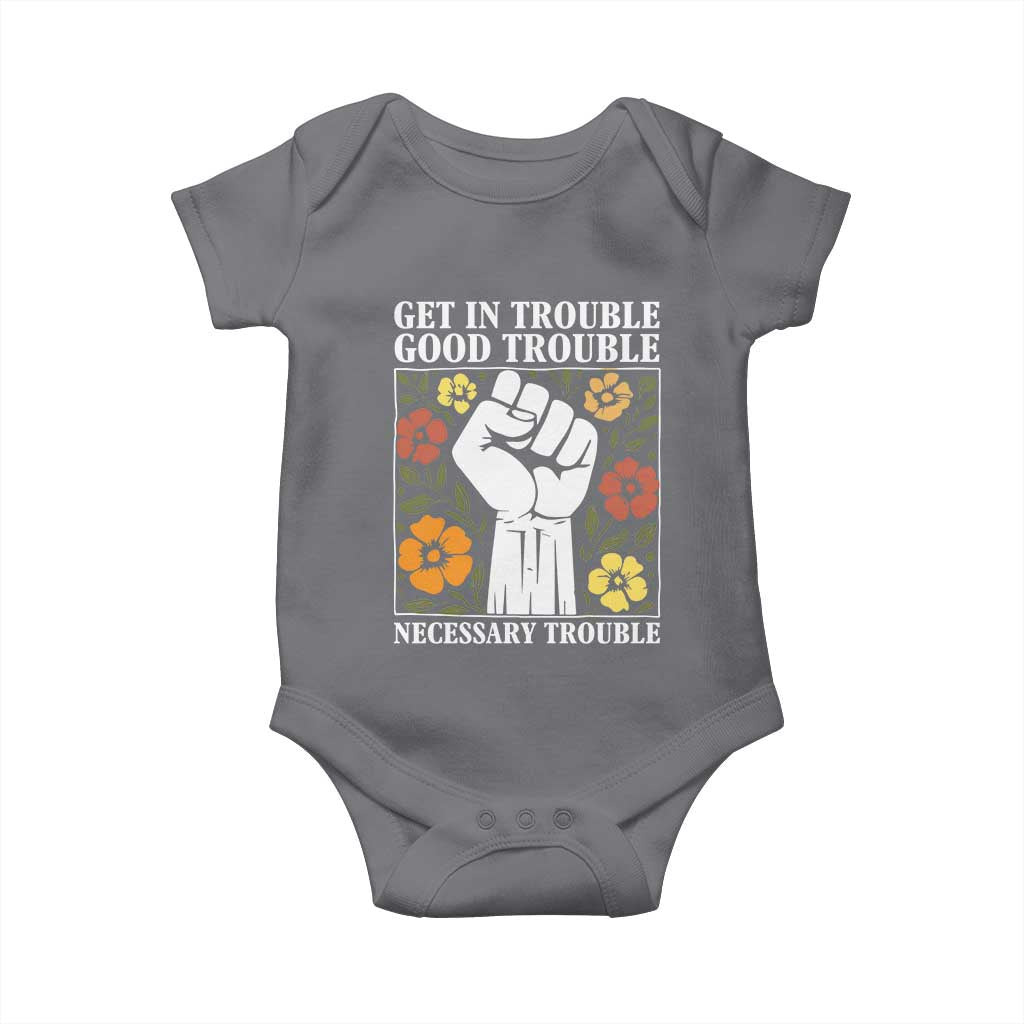 John Lewis Quote Baby Onesie Get In Good Necessary Trouble Civil Rights Handfist TS11 Charcoal Print Your Wear