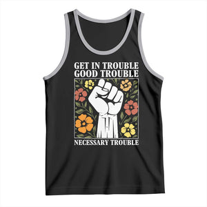 John Lewis Quote Tank Top Get In Good Necessary Trouble Civil Rights Handfist TS11 Black Athletic Heather Print Your Wear