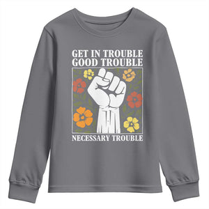 John Lewis Quote Youth Sweatshirt Get In Good Necessary Trouble Civil Rights Handfist TS11 Charcoal Print Your Wear